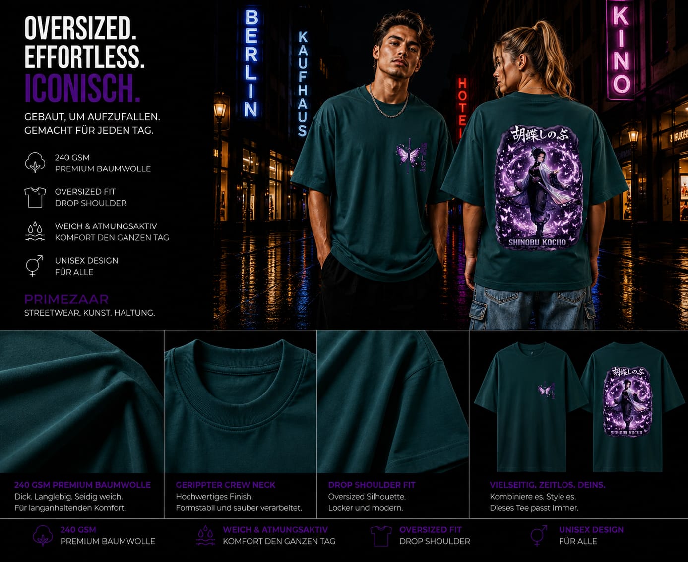 Shinobu Kocho – Insect Hashira | Classic Unisex Oversized T-Shirt