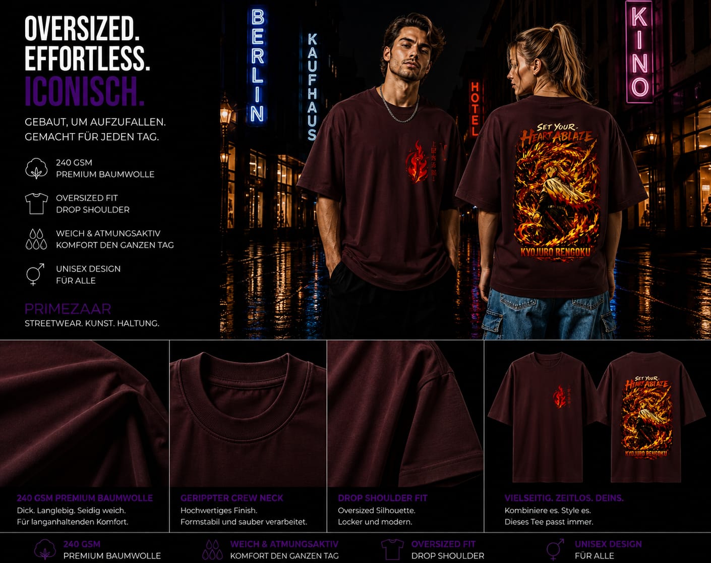 Kyojuro Rengoku – Flame Hashira | Classic Unisex Oversized T-Shirt
