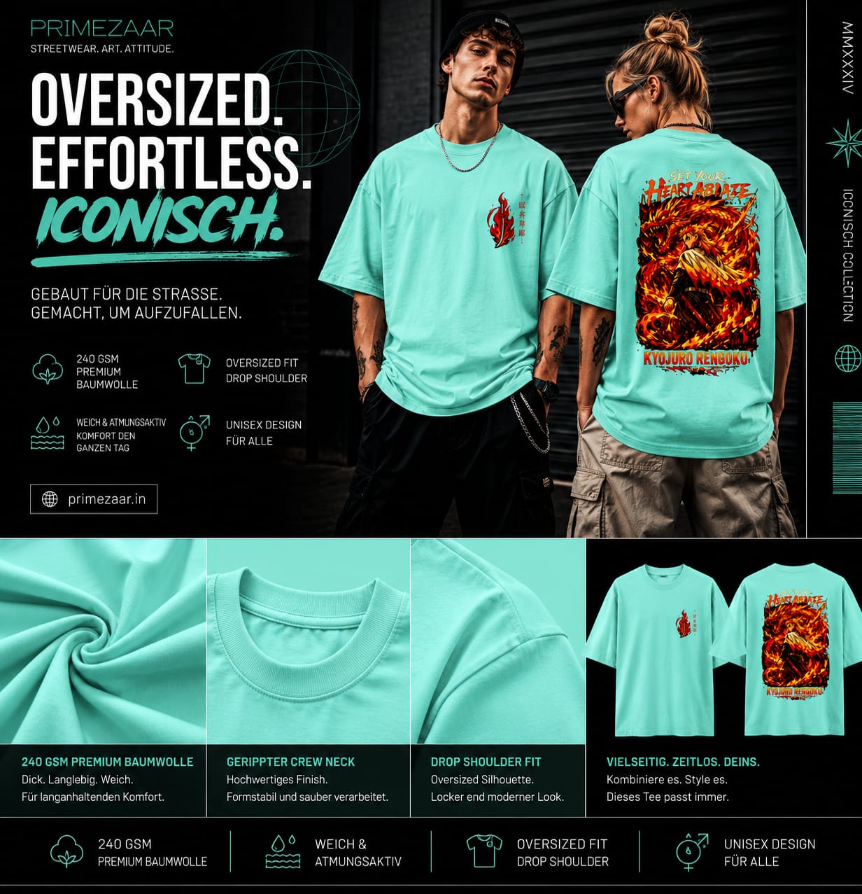 Kyojuro Rengoku – Flame Hashira | Classic Unisex Oversized T-Shirt