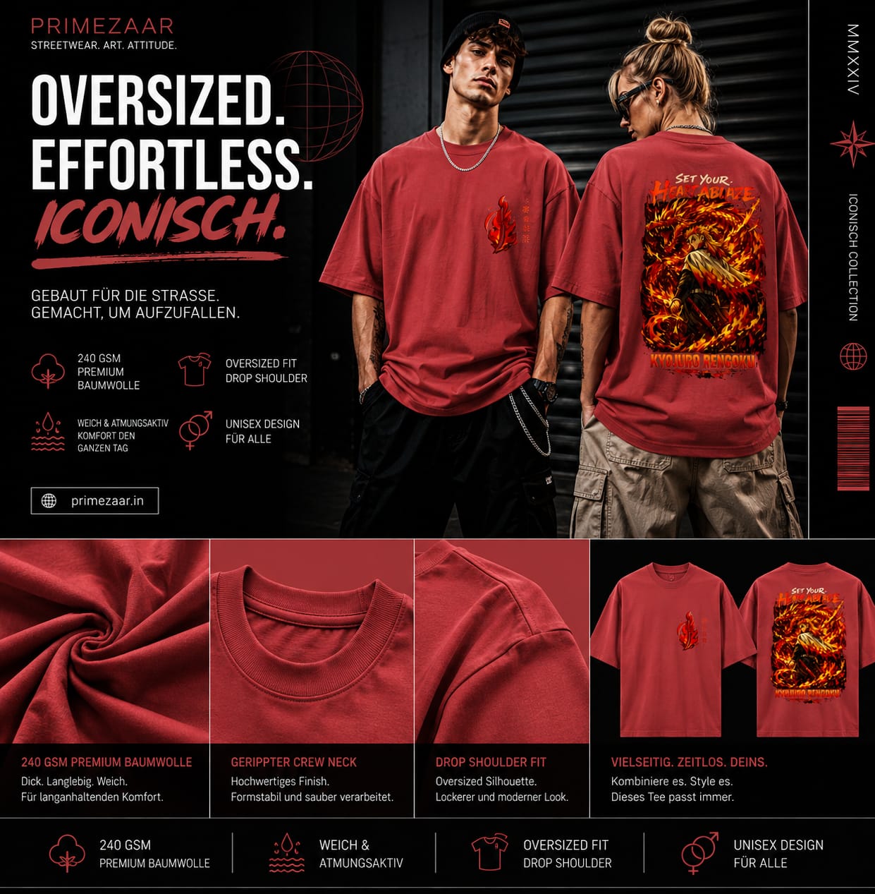 Kyojuro Rengoku – Flame Hashira | Classic Unisex Oversized T-Shirt
