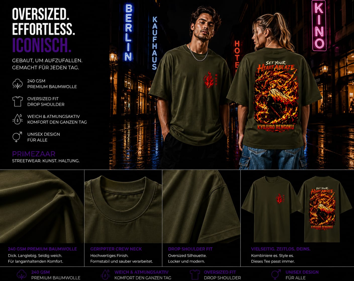 Kyojuro Rengoku – Flame Hashira | Classic Unisex Oversized T-Shirt