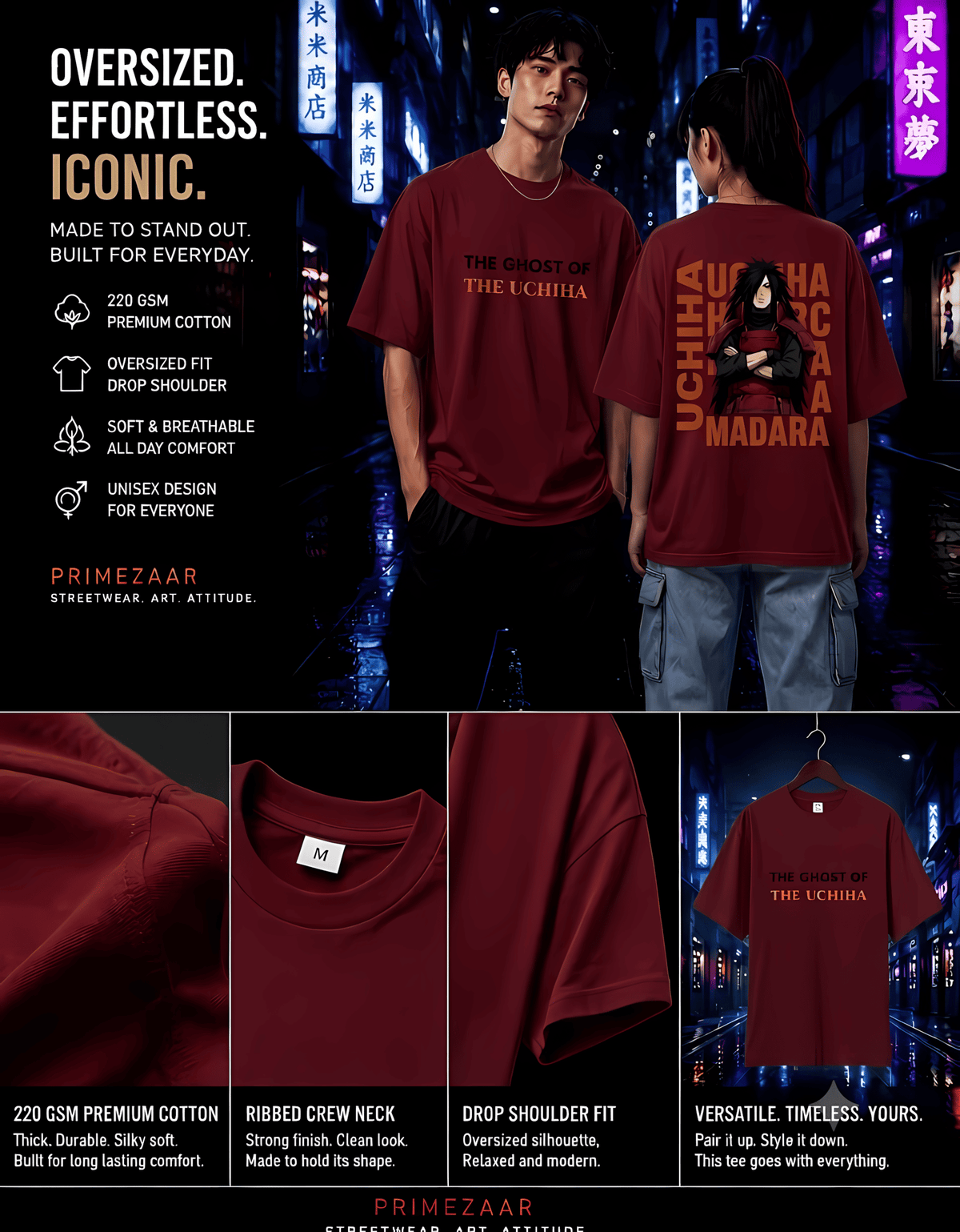 Madara Uchiha – Ghost of the Uchiha | Classic Unisex Oversized T-Shirt