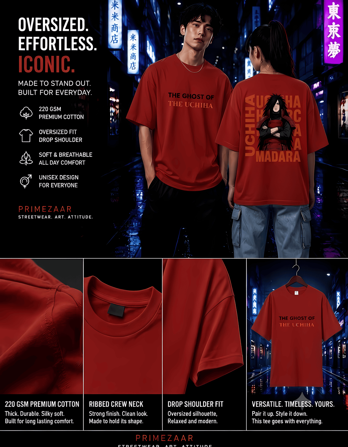 Madara Uchiha – Ghost of the Uchiha | Classic Unisex Oversized T-Shirt