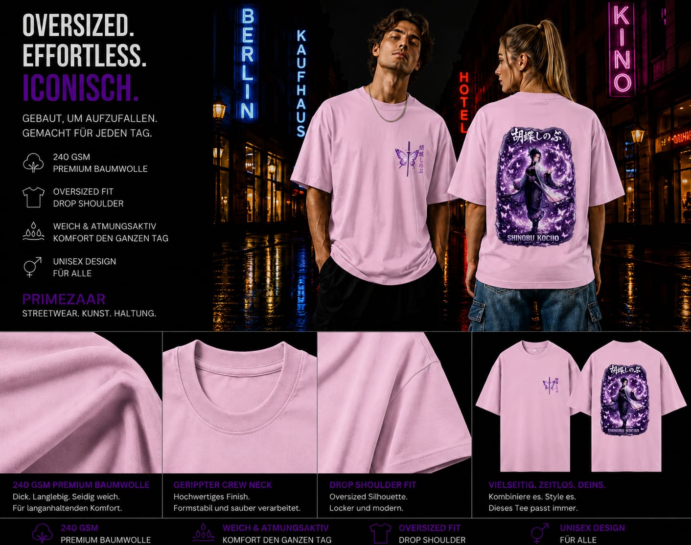Shinobu Kocho – Insect Hashira | Classic Unisex Oversized T-Shirt