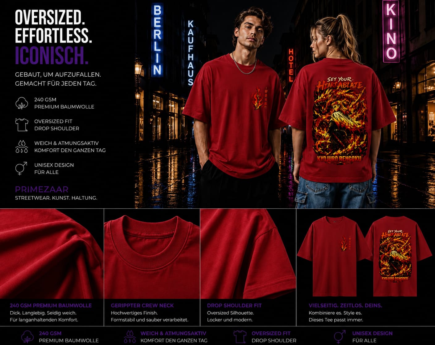 Kyojuro Rengoku – Flame Hashira | Classic Unisex Oversized T-Shirt