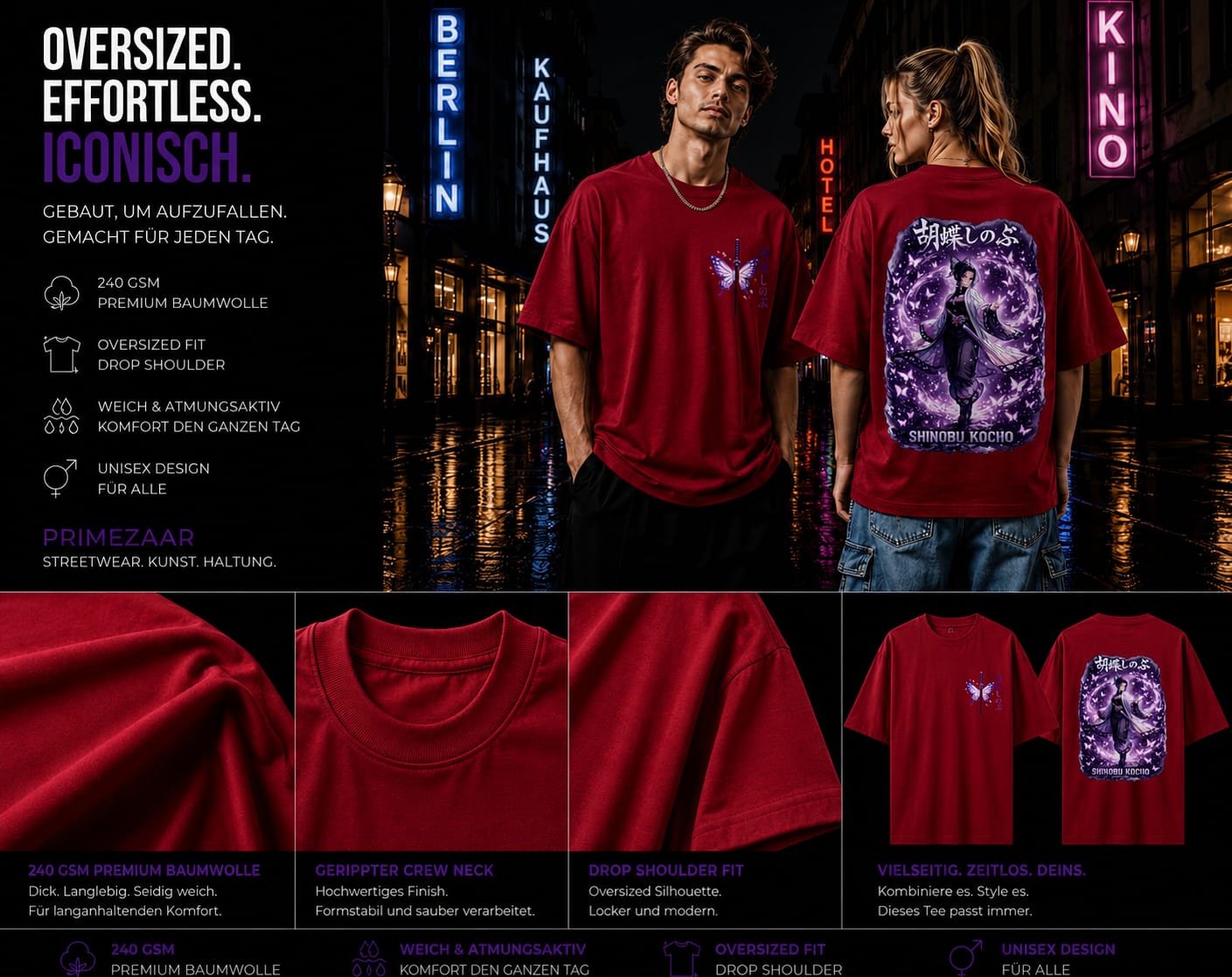 Shinobu Kocho – Insect Hashira | Classic Unisex Oversized T-Shirt
