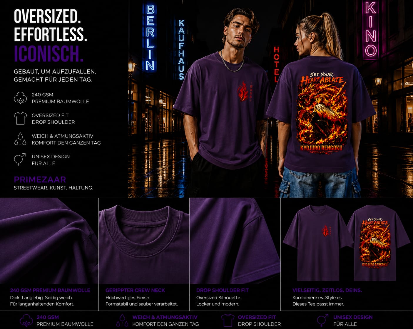 Kyojuro Rengoku – Flame Hashira | Classic Unisex Oversized T-Shirt