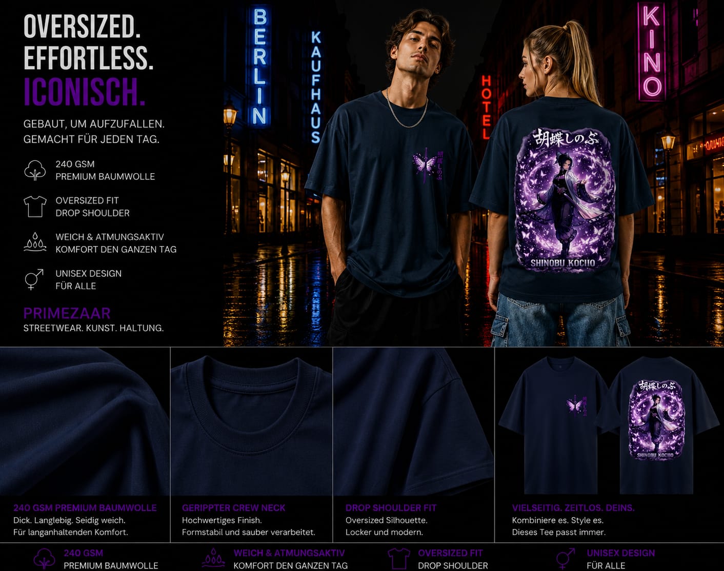 Shinobu Kocho – Insect Hashira | Classic Unisex Oversized T-Shirt