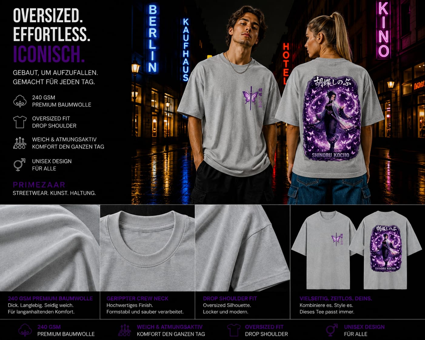 Shinobu Kocho – Insect Hashira | Classic Unisex Oversized T-Shirt