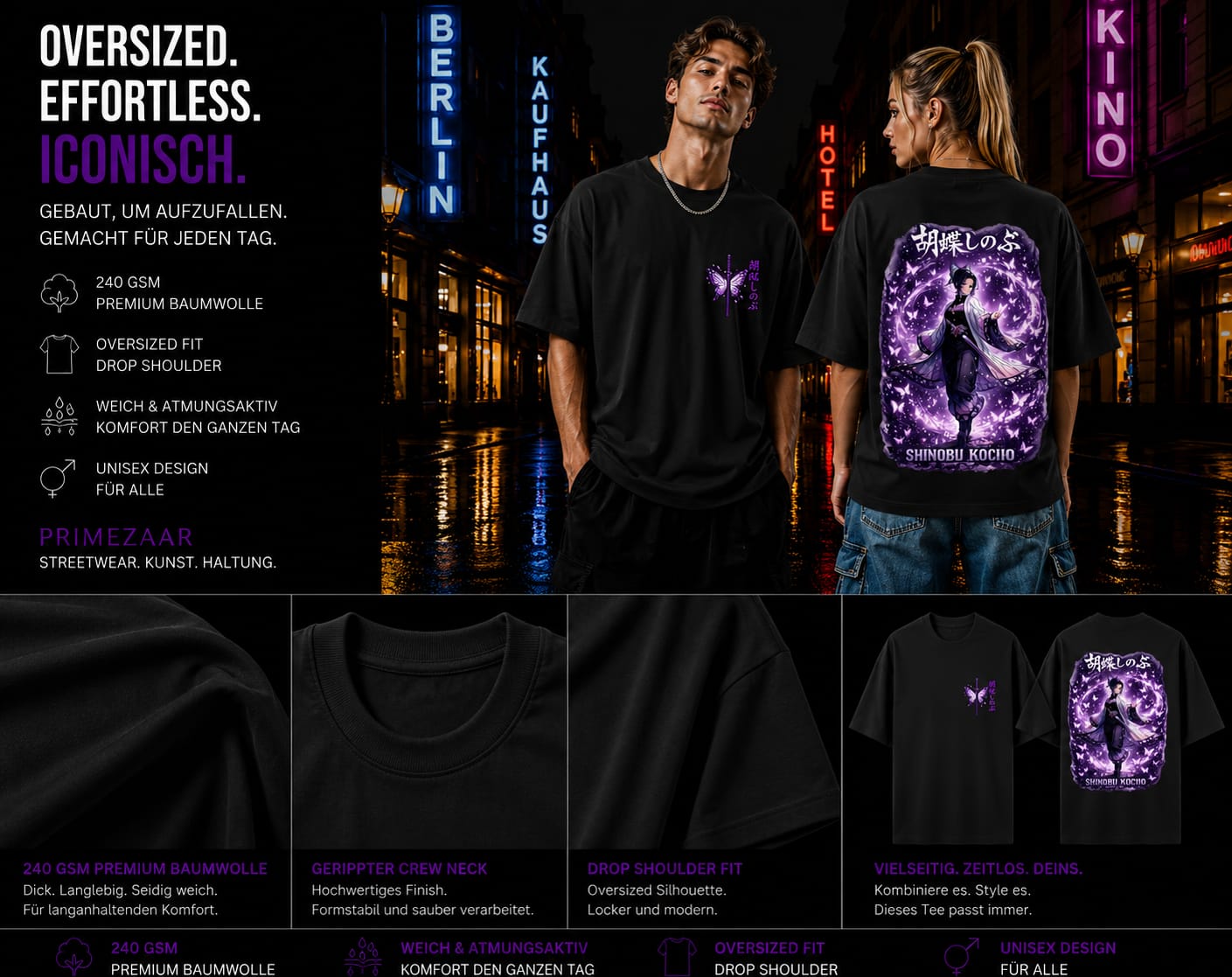 Shinobu Kocho – Insect Hashira | Classic Unisex Oversized T-Shirt