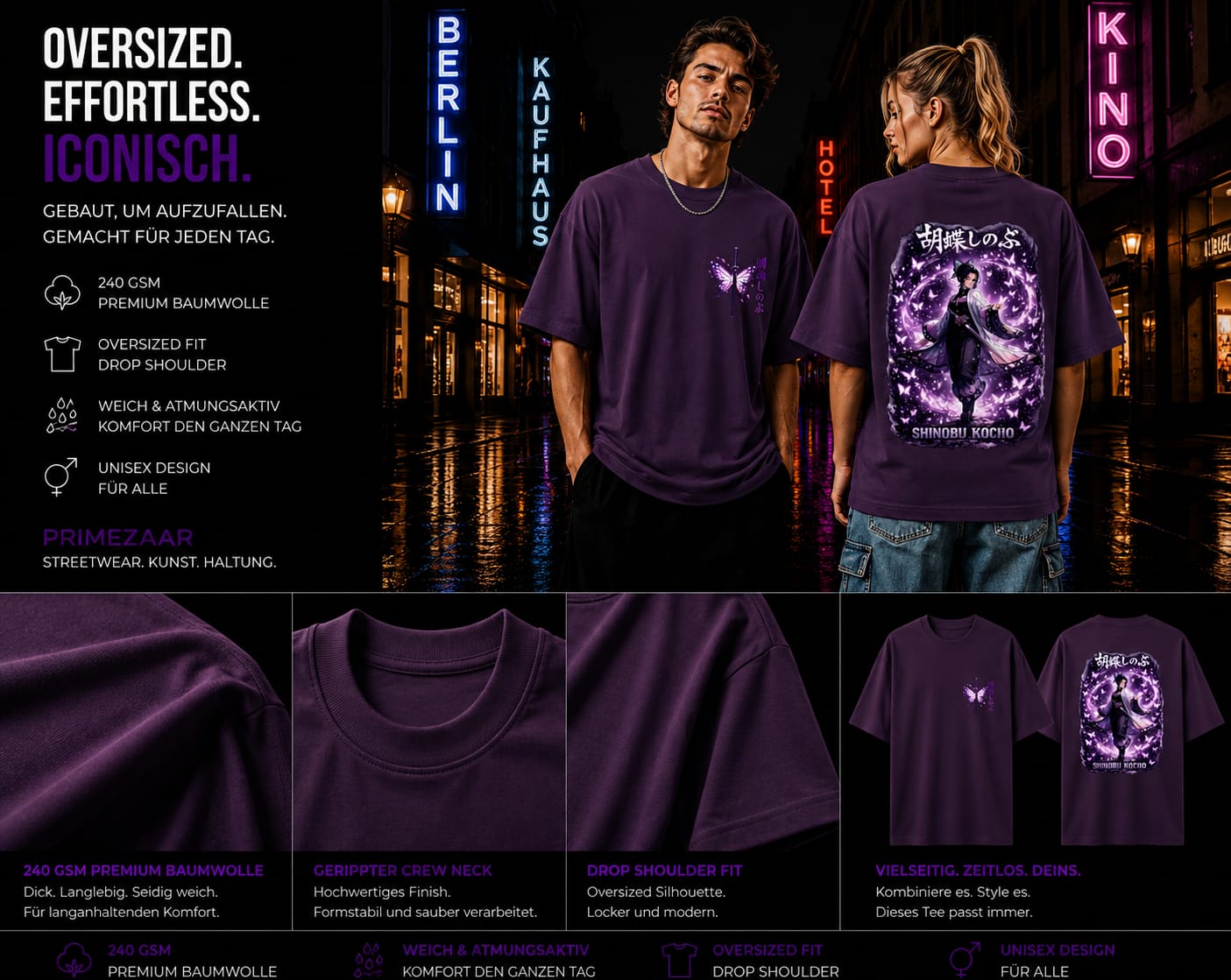 Shinobu Kocho – Insect Hashira | Classic Unisex Oversized T-Shirt