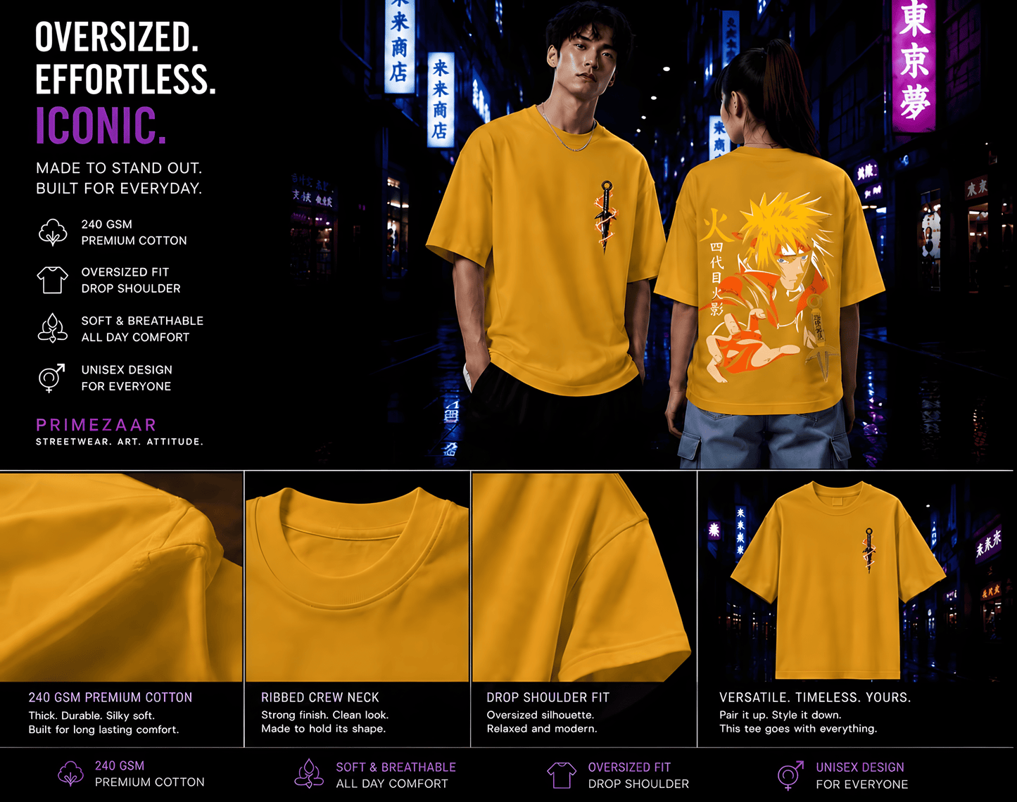 Minato Namikaze – The Yellow Flash | Classic Unisex Oversized T-Shirt