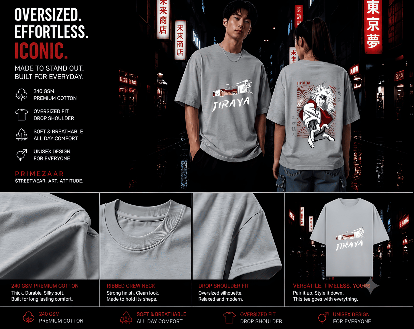 Jiraiya – Legendary Sannin | Classic Unisex Oversized T-Shirt
