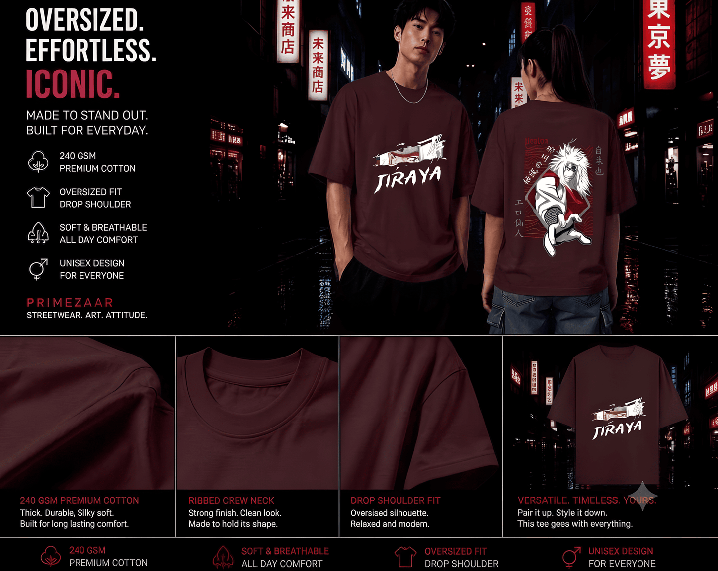Jiraiya – Legendary Sannin | Classic Unisex Oversized T-Shirt