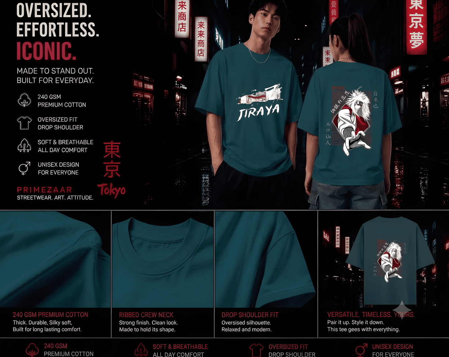 Jiraiya – Legendary Sannin | Classic Unisex Oversized T-Shirt